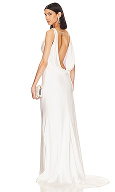 LaQuan Smith Pearl Iridescent Racer Back Slip Dress in Pearl Iridescent