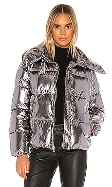 Superdown Missy Puffer Jacket in Metallic Silver - Size M