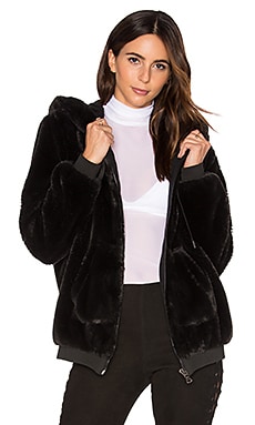 Fur zip up faux fur hoodie - KENDALL + KYLIE