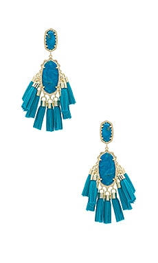 Kendra Scott Kristen Earrings in Gold & Aqua Howlite | REVOLVE