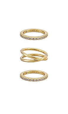 Livy Gold Rings Set of 3 in White Crystal