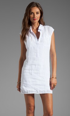 Sleeveless Safari Dress with Cami Slip Dress in White.