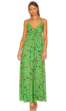 L'AGENCE Sachi Drawstring Dress in Pop Green Multi Flutter | REVOLVE