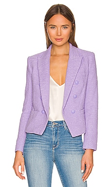 L'AGENCE Brooke Double Breasted Crop Blazer in Lavender | REVOLVE