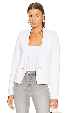 L'AGENCE Agnes Tweed Denim Jacket in Ivory & Pomona | REVOLVE