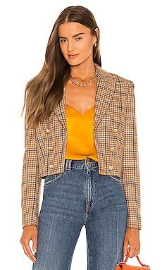 Yellow plaid sales cropped blazer