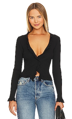 Privacy Please Jamison Wrap Sweater in Black