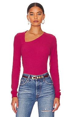 Angled-Neck Long-Sleeve Top