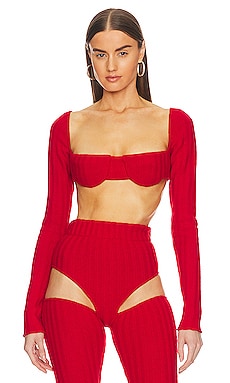 ALL THE WAYS Victoria Bustier Crop Top in Red