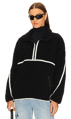 LAMARQUE Helsa Fleece Jacket in Black & Ivory | REVOLVE