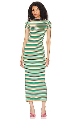 GRLFRND Paricia Striped Tube Maxi Dress in Ivory & Navy