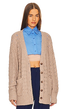 Product image of L'Academie Cailean Cable Oversized Cardigan. Click to view full details
