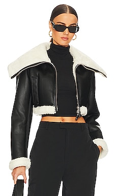 L'Academie Lilianna Cropped Jacket in Black from Revolve.com