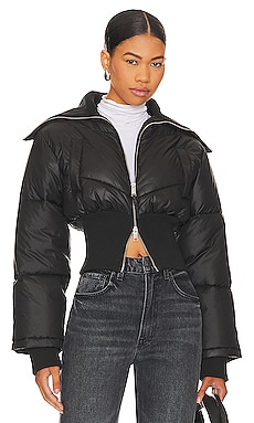 h:ours Blaine Cropped Puffer Jacket in Black | REVOLVE