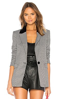 L'Academie the Lynn Blazer in Black Houndstooth | REVOLVE