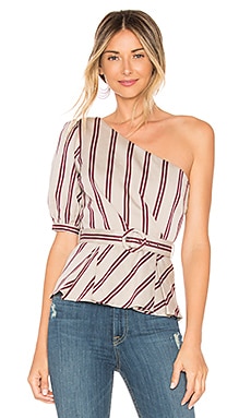 L'Academie The Chloe Blouse in Ivory Derby Stripe | REVOLVE