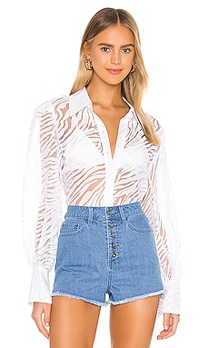 L'Academie The Dyana Blouse in White Tiger | REVOLVE