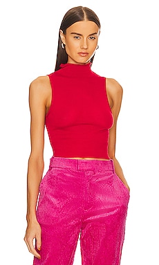 Product image of L'Academie Eldon Sheer Sleeveless Turtleneck. Click to view full details