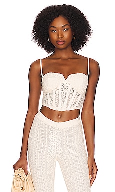 superdown Stasia Lace Bodysuit in White & Nude