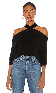 Line & Dot Ariana Cold Shoulder Sweater in Black | REVOLVE