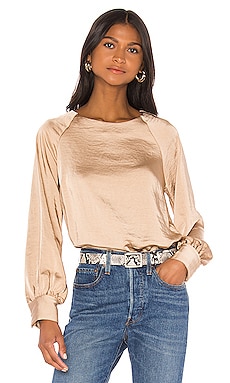 Line & Dot Satin Top in Toffee | REVOLVE