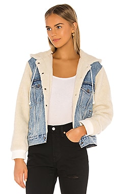 sherpa sleeve denim jacket