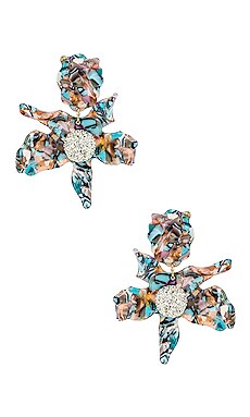 

Серьги crystal lily clip on - Lele Sadoughi, Синий, Серьги