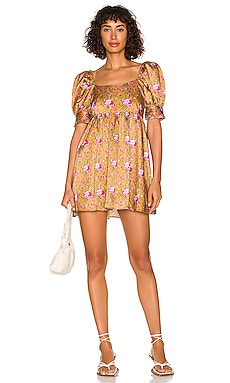 FAITHFULL THE BRAND Nikoleta Mini Dress in Juniper Paisley Print