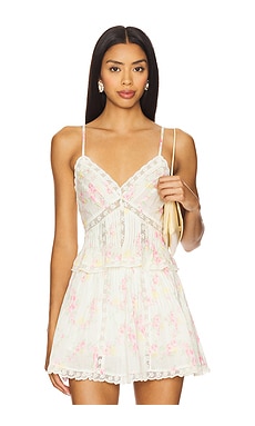 LoveShackFancy Elsette Top in White Peach from Revolve.com