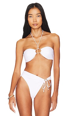 Noelani Bandeau Bikini Top in White