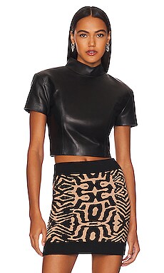 Leather Cropped Tee LITA by Ciara