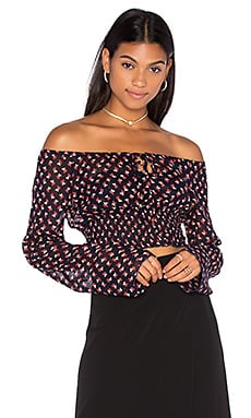 WeWoreWhat Long Sleeve Corset Top in Baby Floral Black Multi