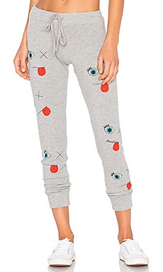 Lauren Moshi Kizzy Smile Please Classic Sweatpant in Heather Grey