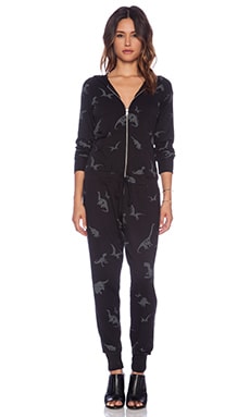 Lauren Moshi Luna Dino Zip Up Hoodie Jumpsuit in Black | REVOLVE