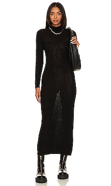 High-Neck Crushed Velvet Dress with Strappy Back