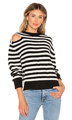 LNA Malone Alpaca Sweater in Black & Ecru Stripe | REVOLVE