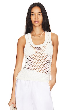 Sea Open Knit Sweater Tank - White