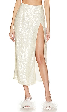 Sequin Viscose High Waist Slit Skirt Lapointe