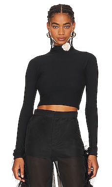 Free People Super Crop Seamless Turtleneck in Black