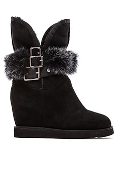 Australia Luxe Collective Hatchet Wedge Boot with Rabbit Fur in