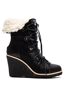 Australia Luxe Collective Mona Wedge Boot With Sheep Fur in Black