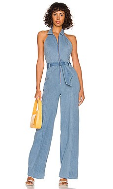 alice and olivia strapless denim jumpsuit