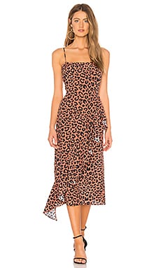 Good American Ruched Mesh Midi Dress in Good Leopard003