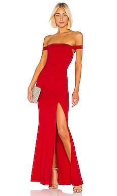 ryleigh strapless maxi dress in red
