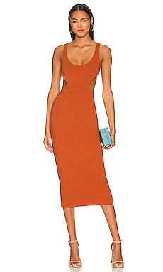 Lovers and Friends Aydin Midi Dress in Rust from Revolve.com