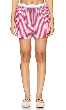 Helsa Cotton Poplin Stripe Pajama Pant in Beige Stripe