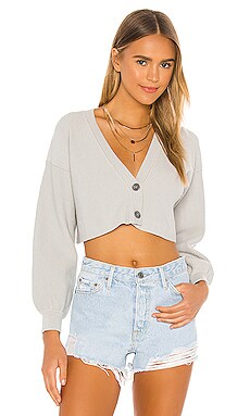 

Кардиган в рубчик cropped - Lovers + Friends, Светло-серый, Укороченные