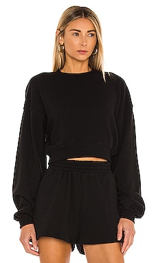 Lovers and Friends Cropped Crew Sweatshirt in Black | REVOLVE