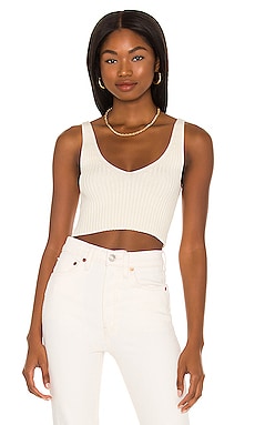 Commando Faux Patent Leather Crop Top in Porcelain