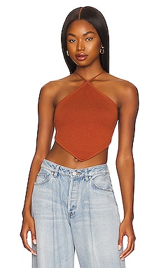 Lovers and Friends Waylon Halter Top in Copper Brown